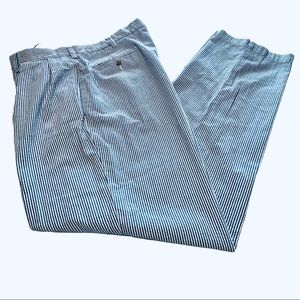 Polo Ralph Lauren Andrew Pant Seersucker Blue White Stripe 100% Cotton 36” x 32”